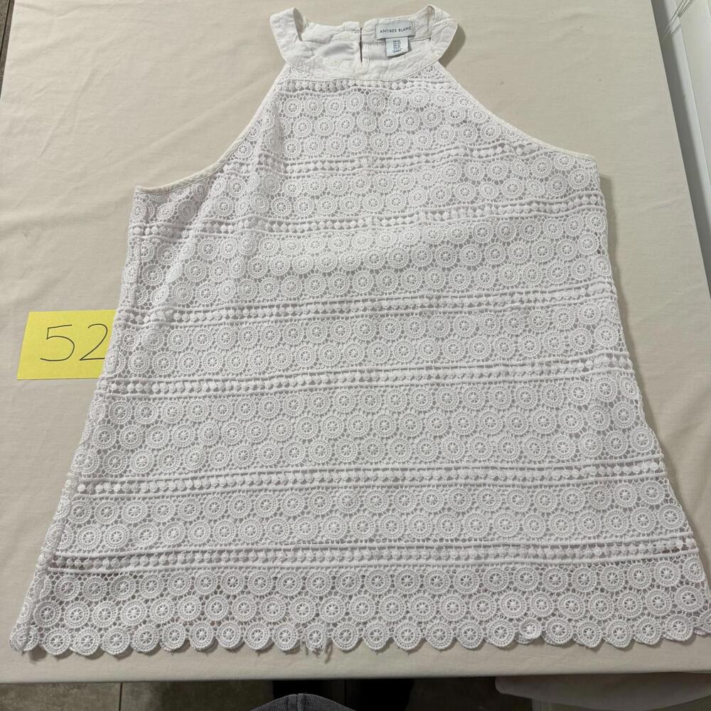 Antibes Blanc White Lace Sleeveless Mini Dress XL - Picture 2 of 4